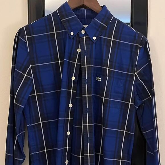 Lacoste Blue Check Dress Shirt - Picture 1 of 3